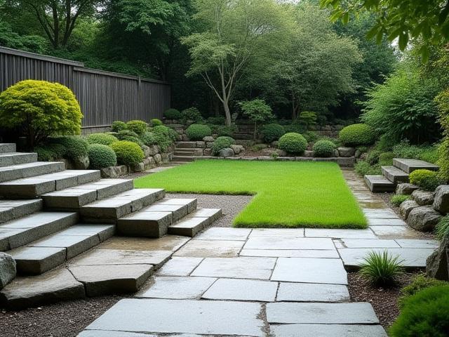 改修前の荒れた庭の様子。段差があり、手入れが行き届いていない