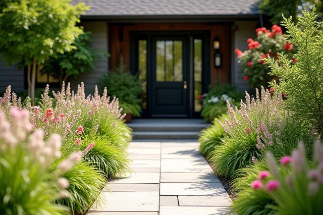 季節の草花で彩られた、温かみのあるエントランスガーデン