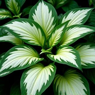 葉の模様が特徴的なギボウシ