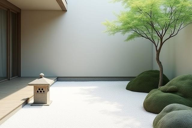 静寂な美しさを持つ、現代的な坪庭