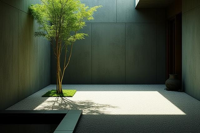 光と影が織りなす、洗練された坪庭のデザイン