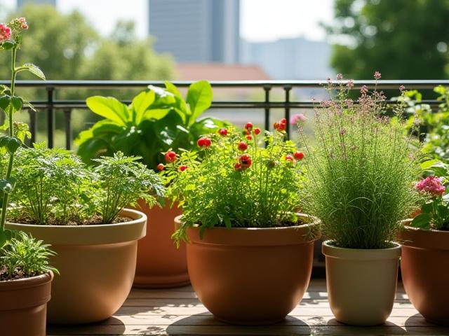 テラスのコンテナ菜園