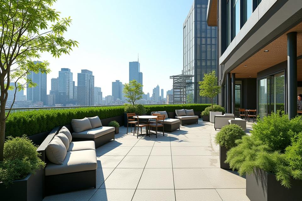 千代田区オフィスビルの屋上緑化リビング