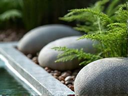 自然石にガラスや金属が融合した和モダン庭園の素材例
