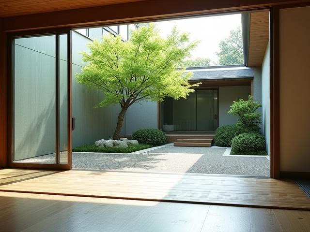 室内と一体化したプライベートな中庭