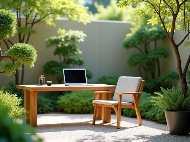 緑に囲まれた快適な屋外ワークスペース
