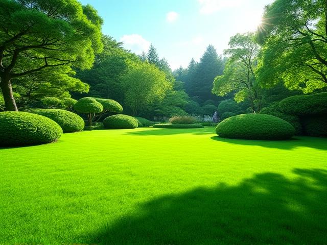 夏の日差しを浴びて青々と繁る芝生