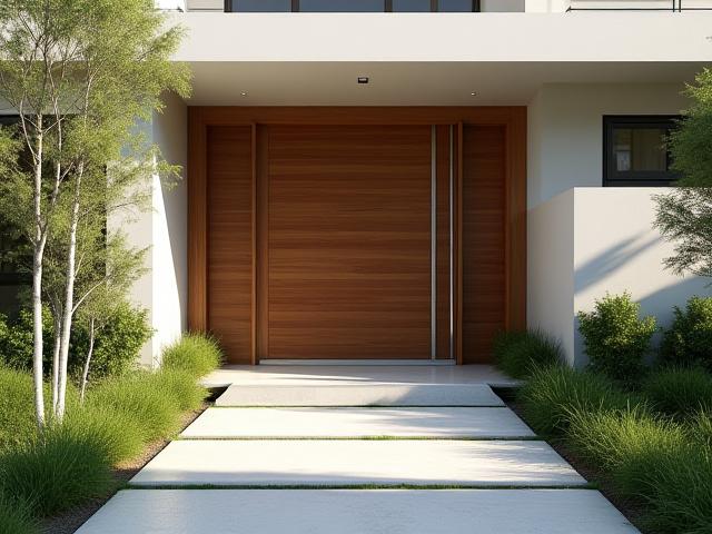 モダンな住宅のアプローチと門柱