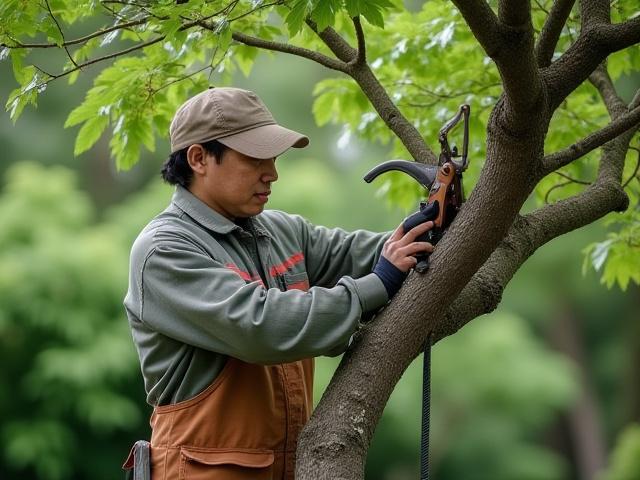 専門家による庭木の剪定作業