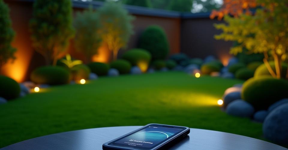 スマート化後、スマートフォンで管理され常に緑が生き生きしている美しい庭