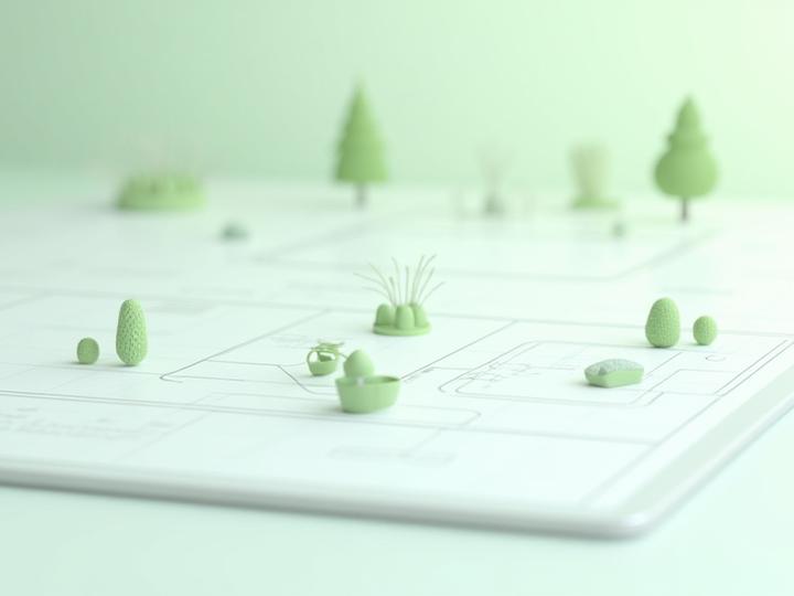 スマートガーデンの機器配置を示す設計図のイラストレーション